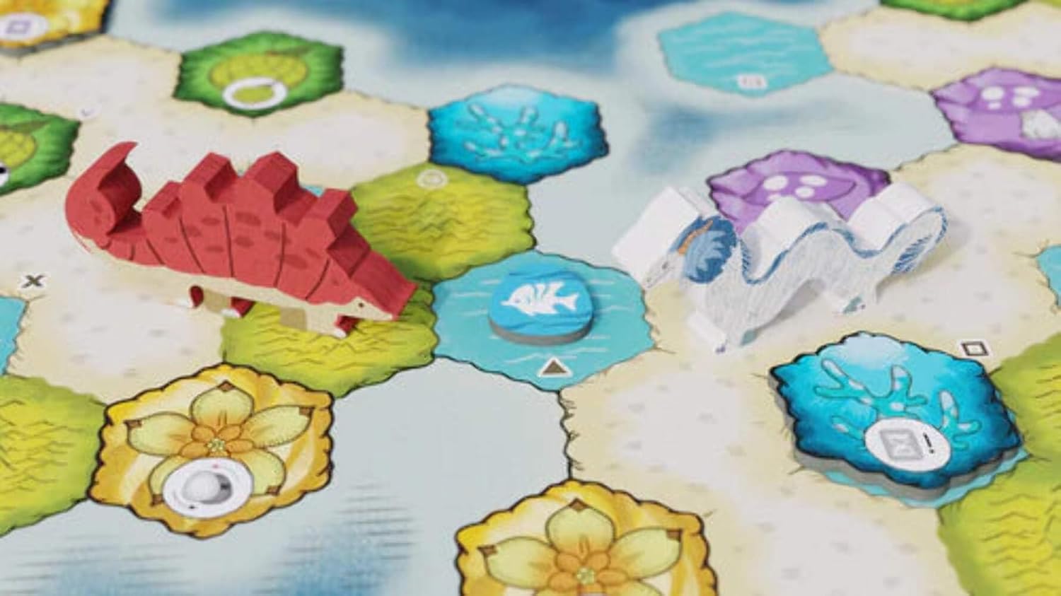 Wondrous Creatures creature meeples and terrain hexes