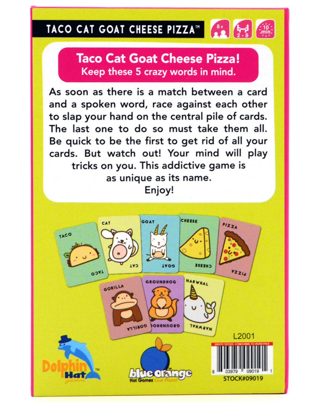Taco Cat Goat Cheese Pizza cards