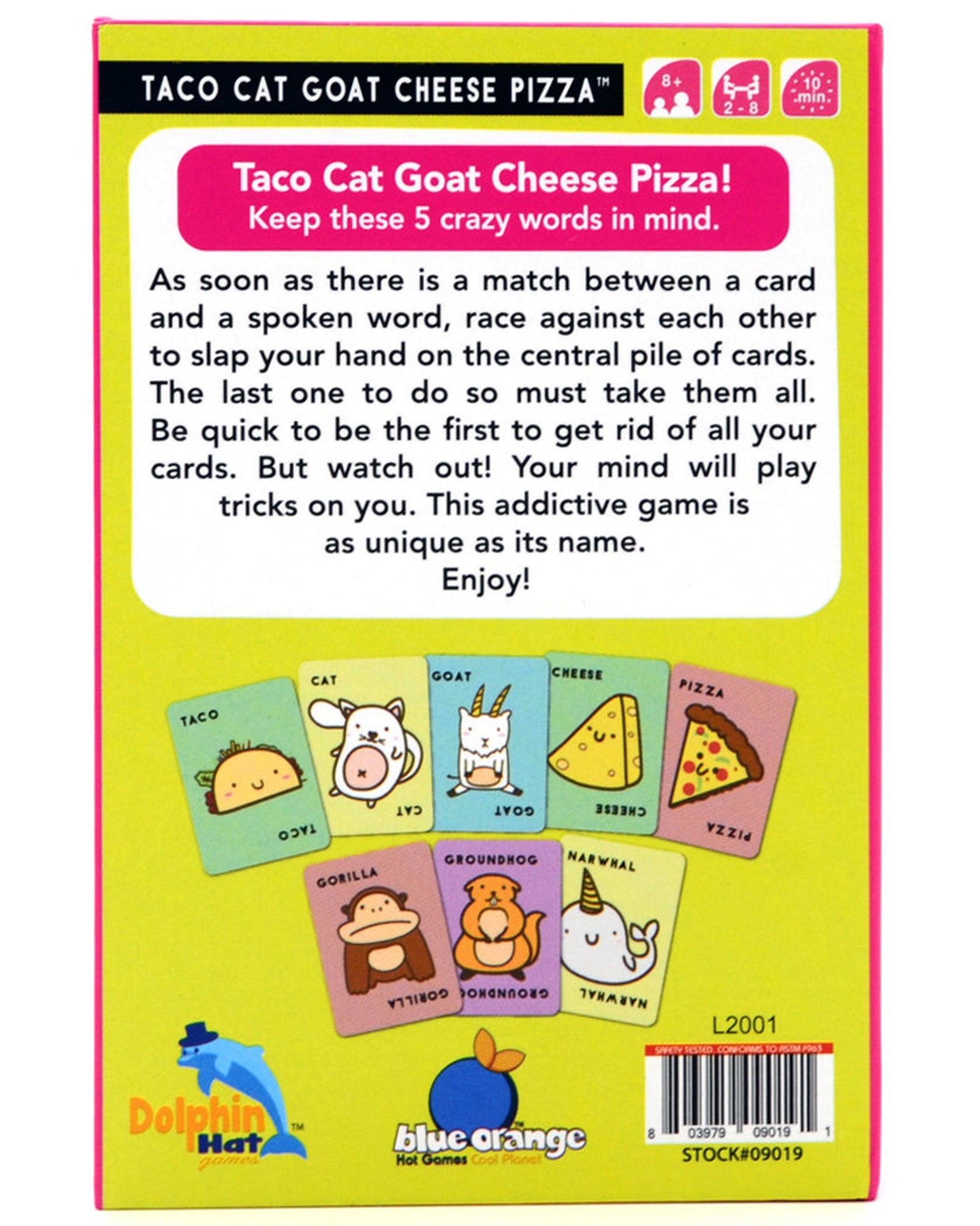 Taco Cat Goat Cheese Pizza cards