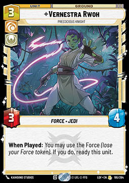 Vernestra Rwoh, Precocious Knight (V.1)