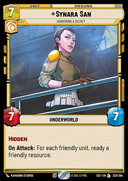 Synara San, Harboring a Secret (V.1)
