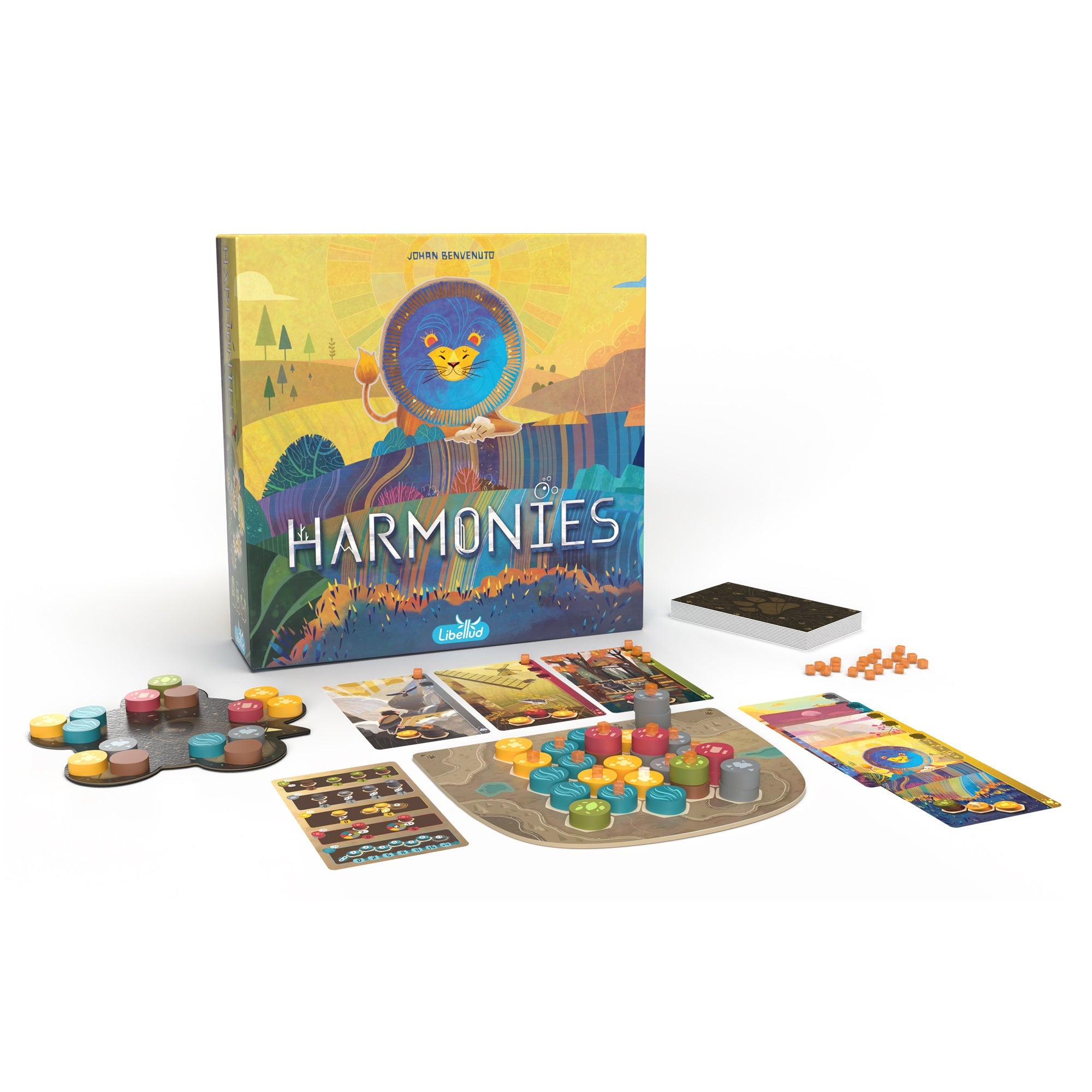 Harmonies board game components