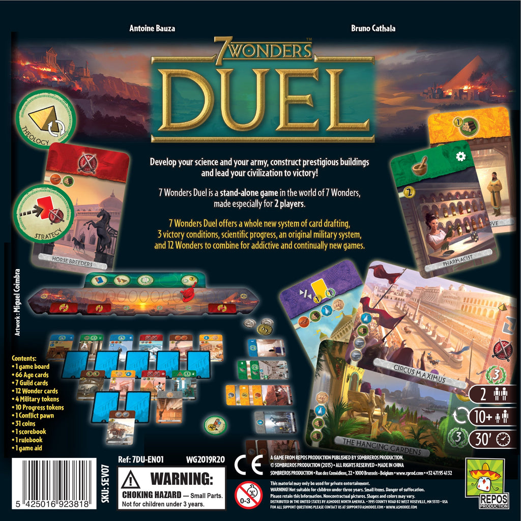 7 Wonders Duel back of box