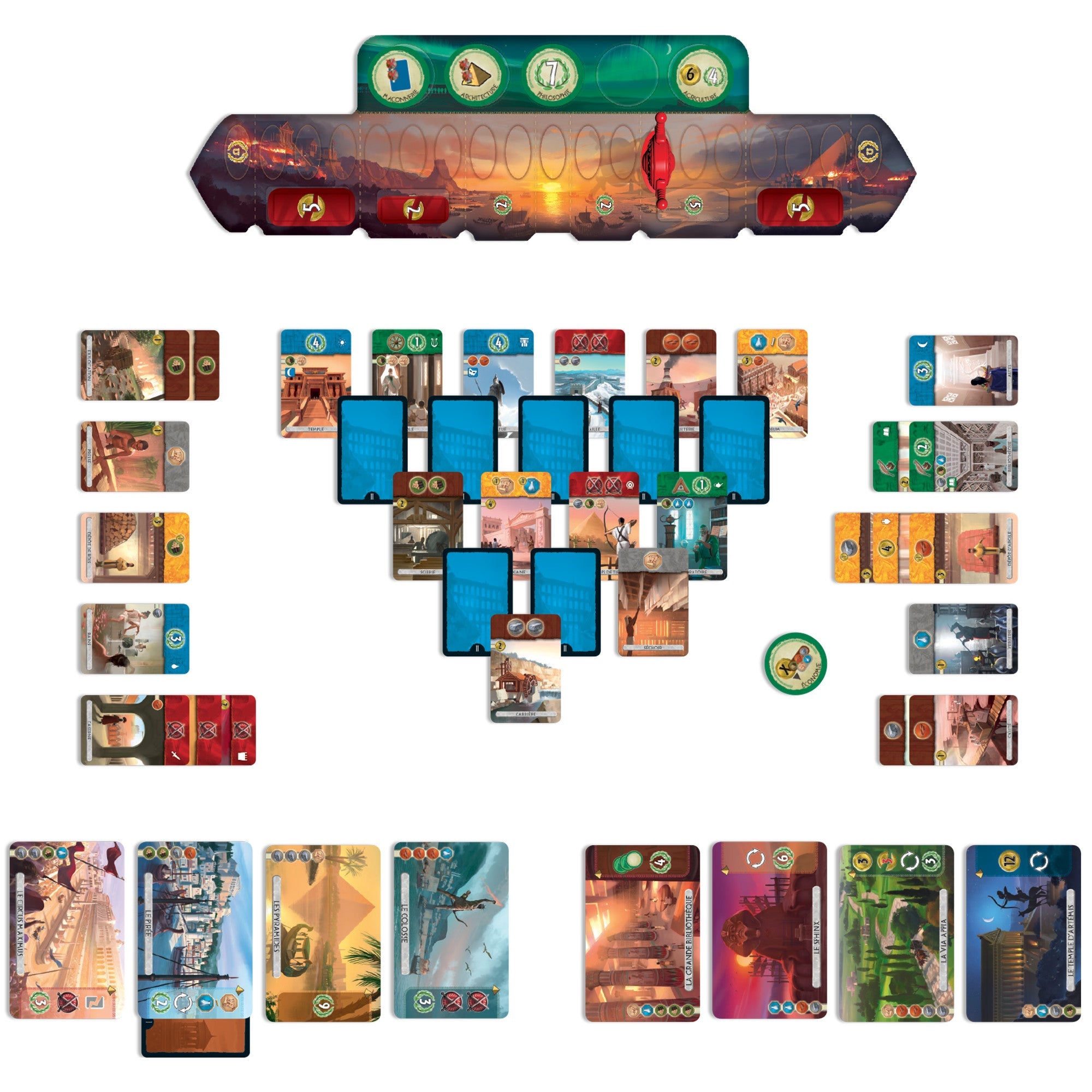 7 Wonders Duel components