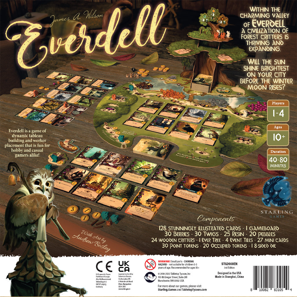 Everdell 3rd Edition - back of box with components list