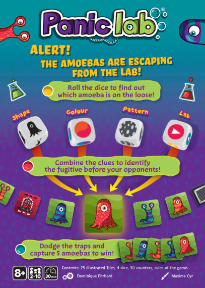 Panic Lab back of box with game description and specs
