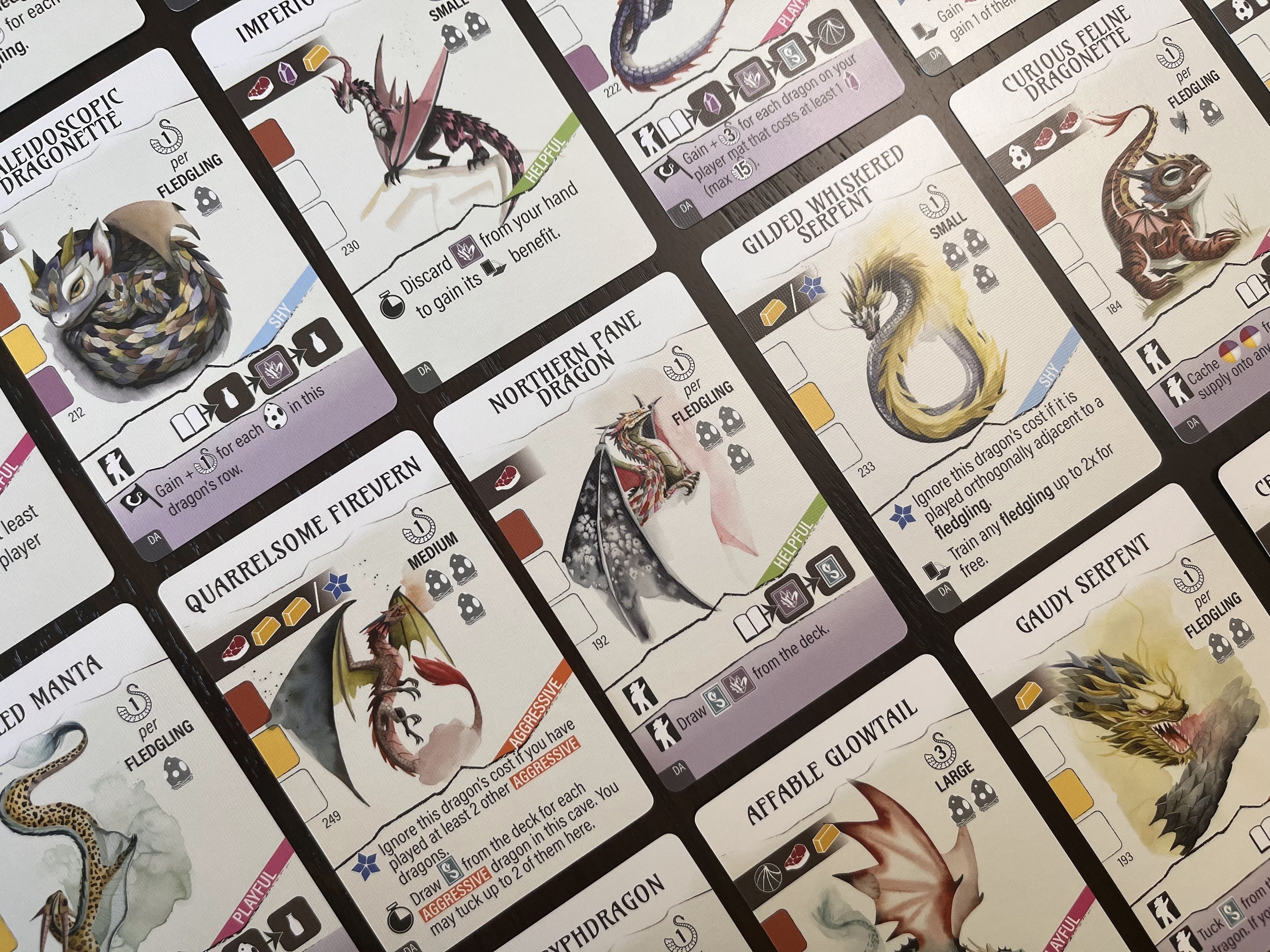 Wyrmspan: Dragon Academy dragon cards