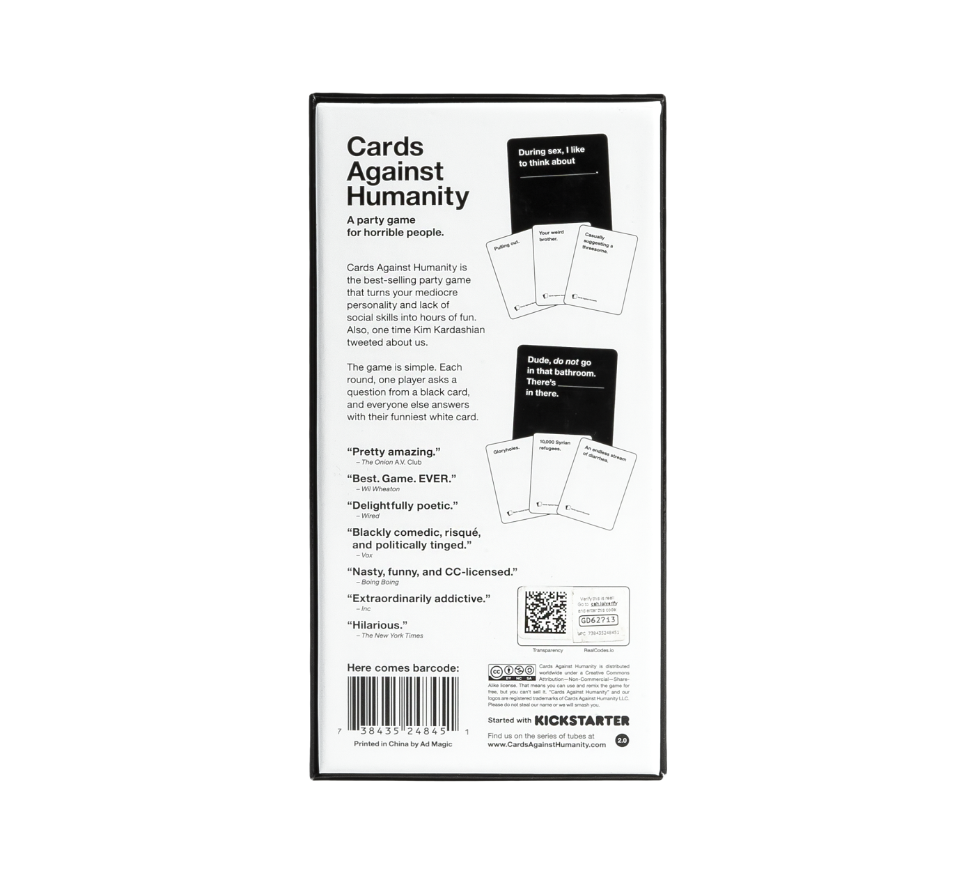 Cards Against Humanity card detail