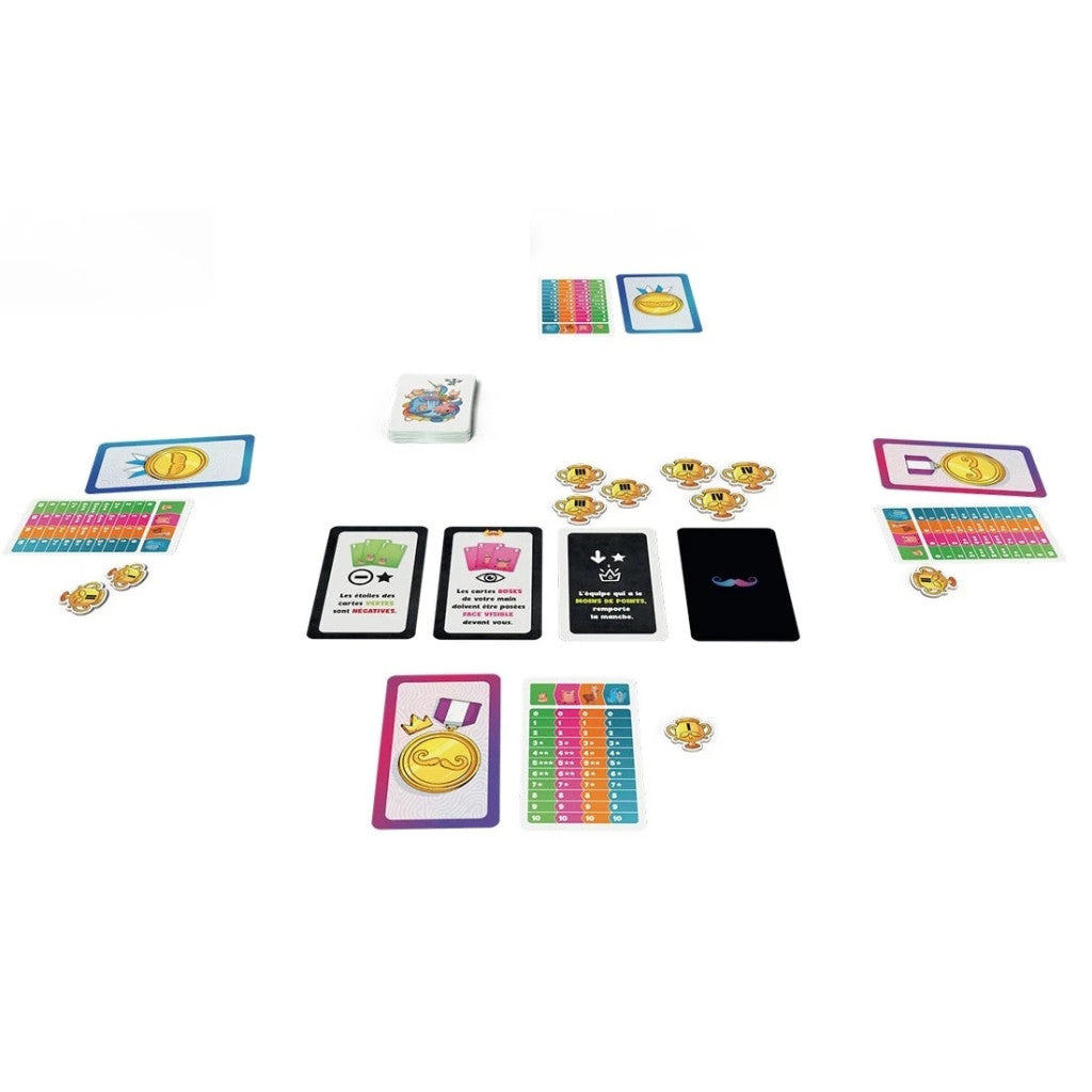 Moustache card game components