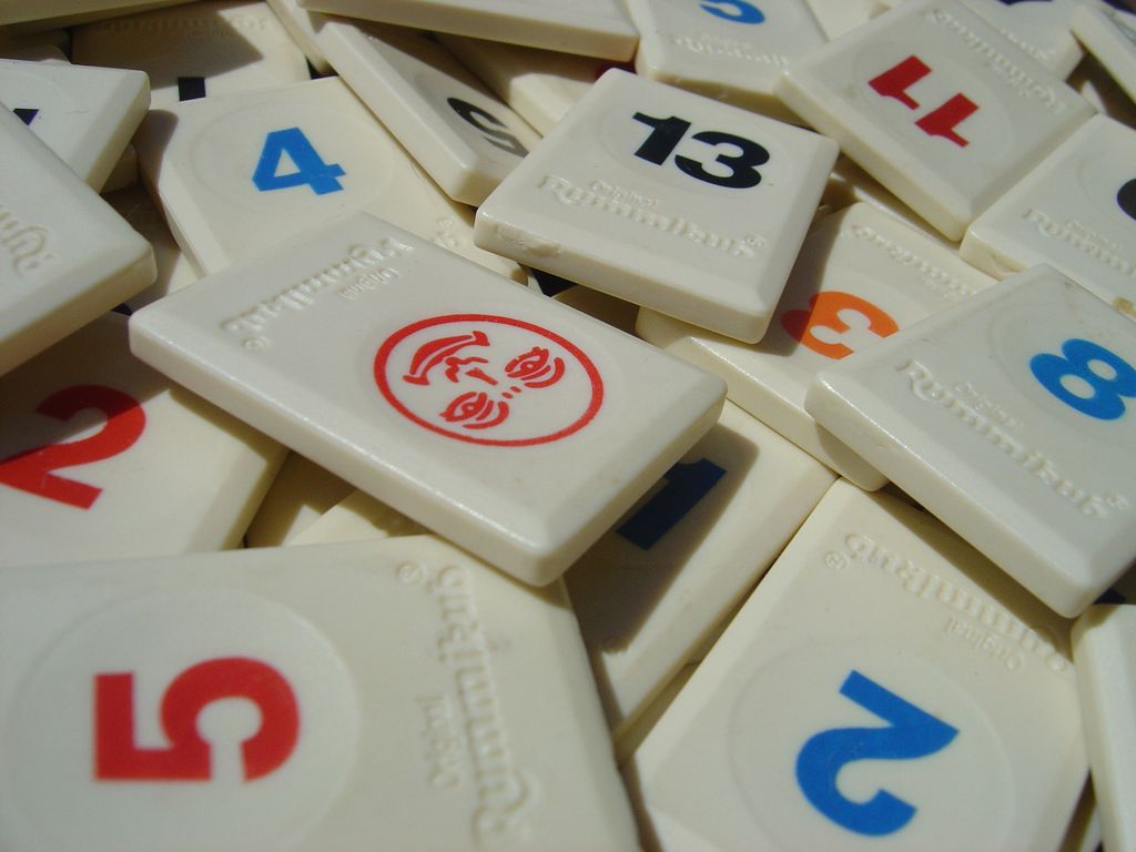 Rummikub tiles in play