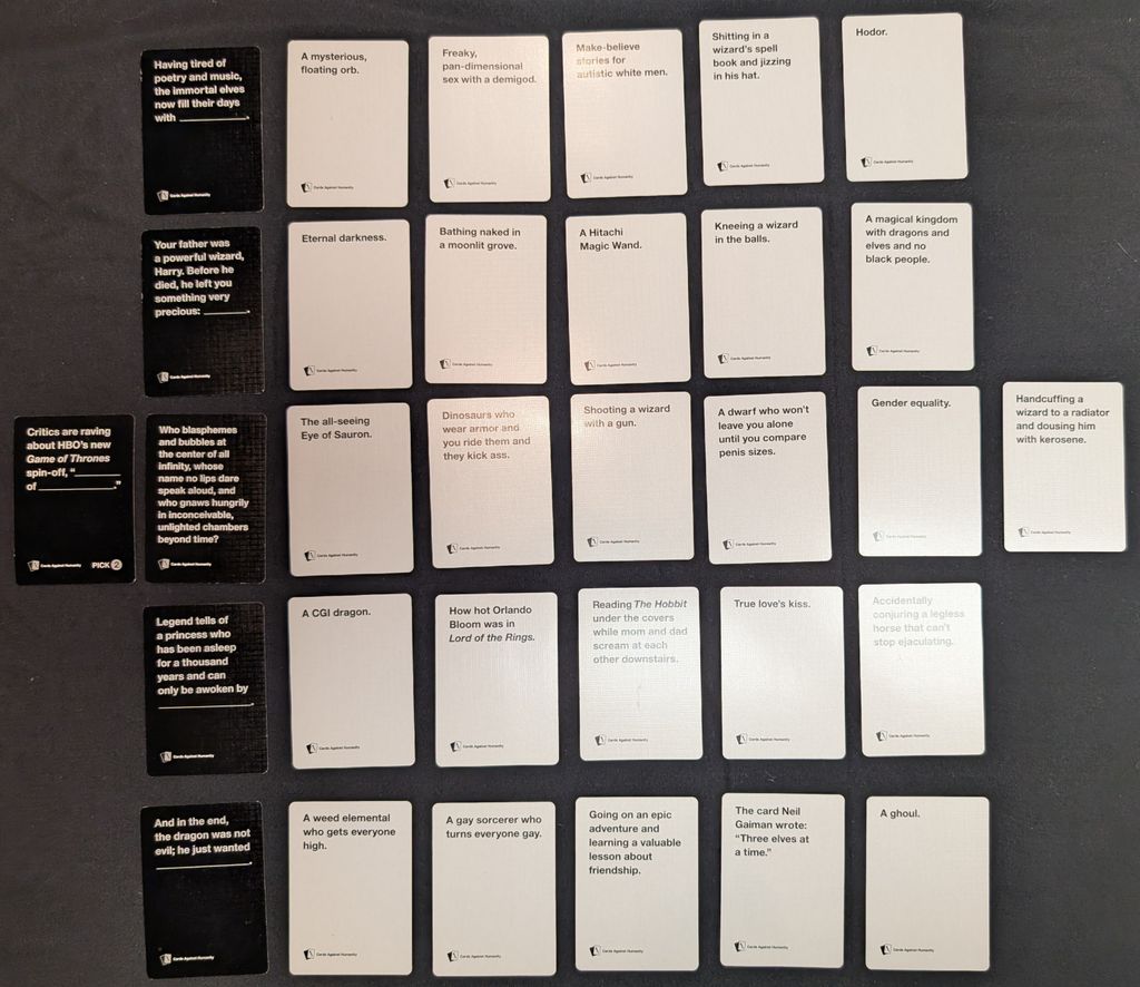 Cards Against Humanity Fantasy Pack all cards
